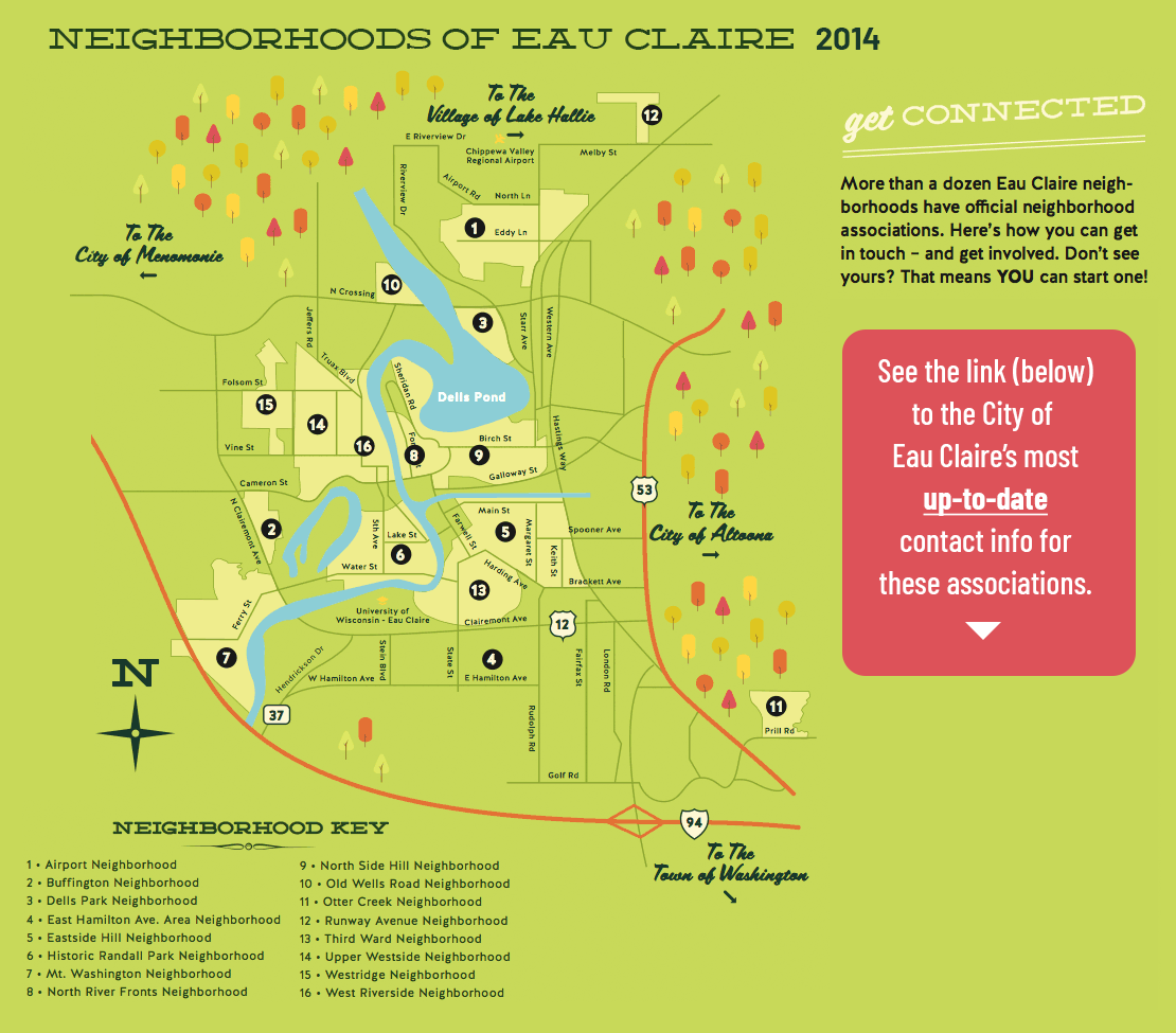 Eau Claire Neighborhoods Map