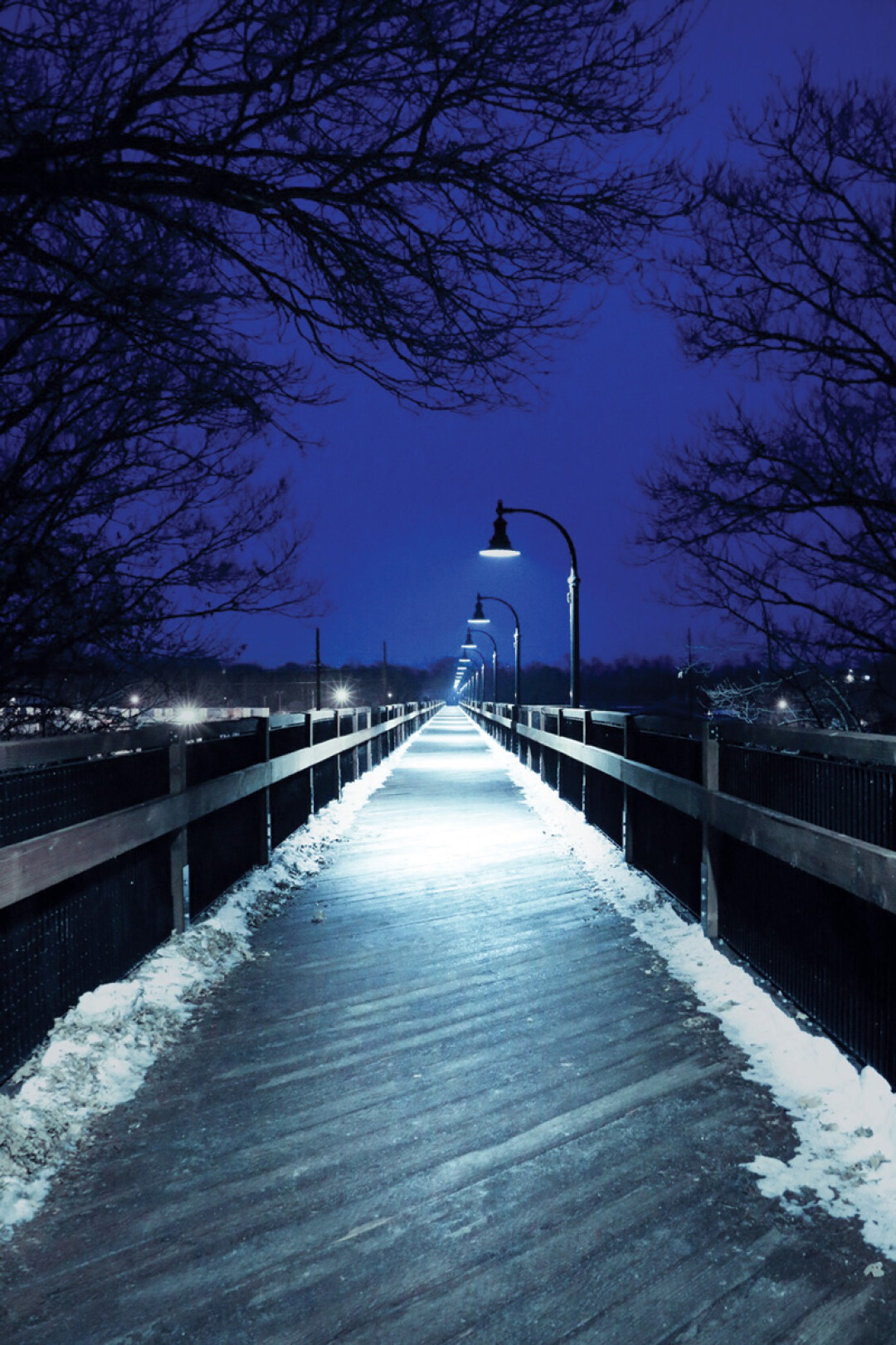 HIGH AND LONESOME. A recent shot of the High Bridge in Eau Claire on a chilly night. The new-ish pedestrian bridge has continued to be a popular spot for walkers and sightseers throughout winter.