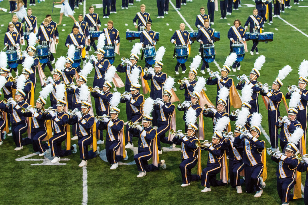 400 ON THE FIELD. The Blugold Marching Band debuted its largest roster yet during the Sept. 8 UW-Eau Claire football game against St. Norbert College. It’s the largest marching band in the Midwest – there are no alternates.