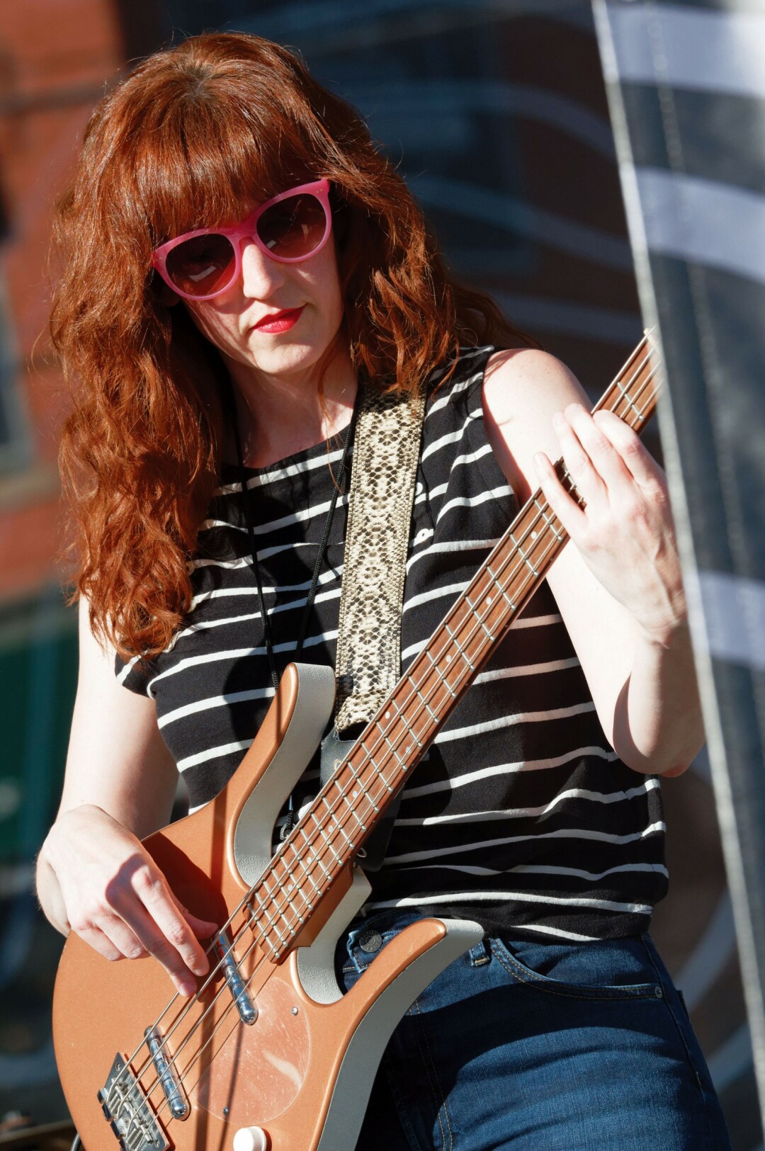 Jill Heinke-Moen, pictured here performing with Orchid Eaton, is one of the instructors for the Girls Rock Band Experience