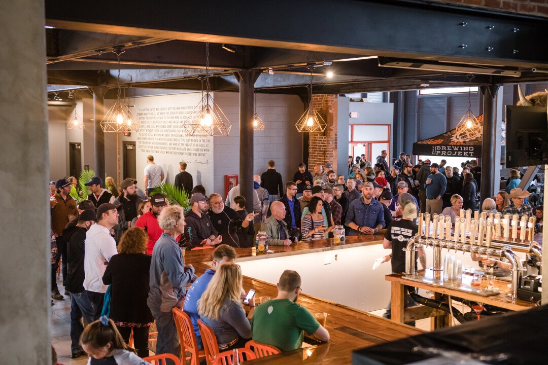 DARING GREATLY. On Saturday, May 18, the long-anticipated opening of The Brewing Projekt’s new brewery and taproom, 1807 Oxford Ave., was celebrated with food trucks, special beer releases, and live music from headliner 4onthefloor. It was also the brewery’s fourth anniversary. 