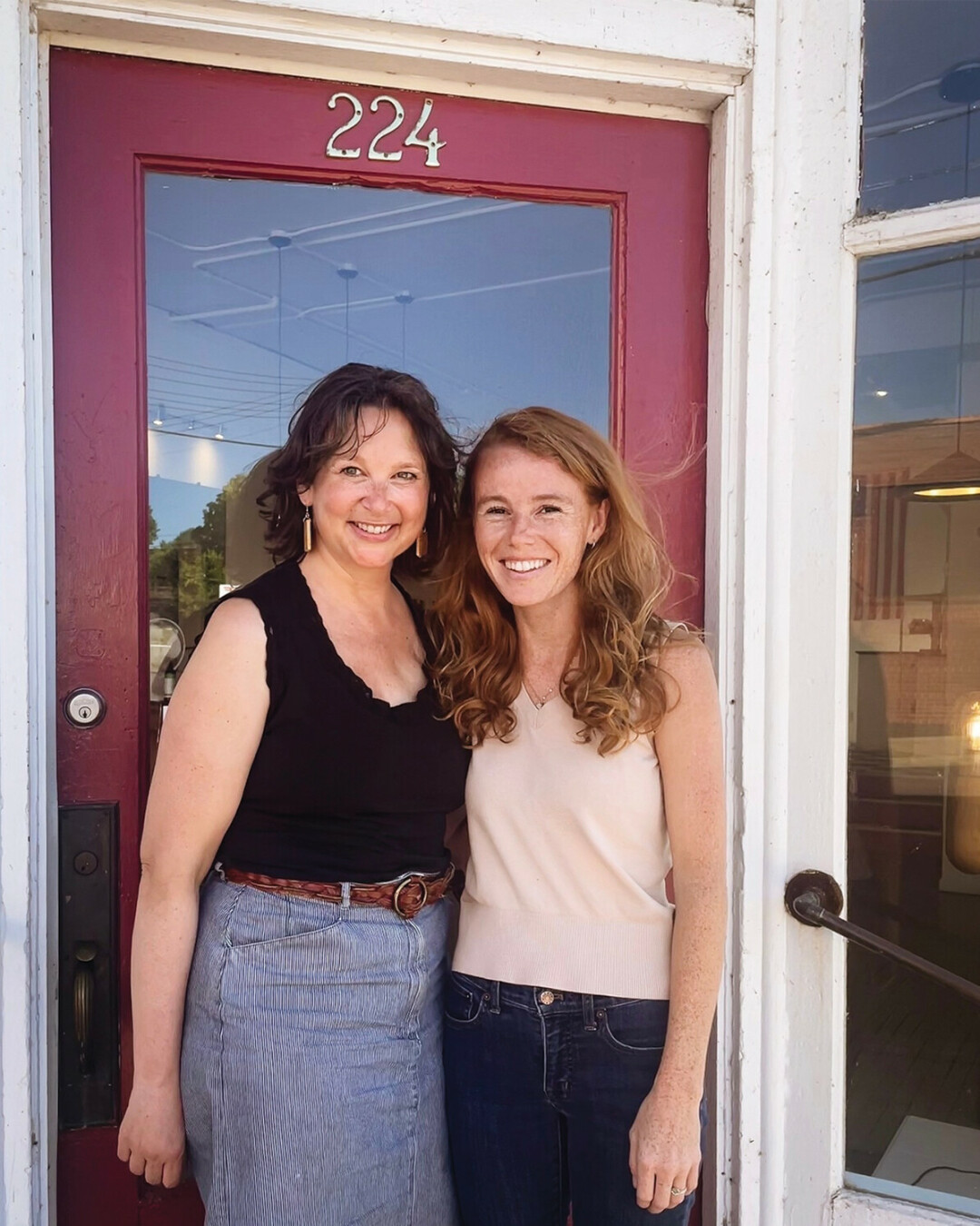 Sarah (left) and Rebecca (right) pictured above, the photo used in their social media announcement of Hive + Hollow's soon-to-be residence in what has long since been Red's Mercantile.