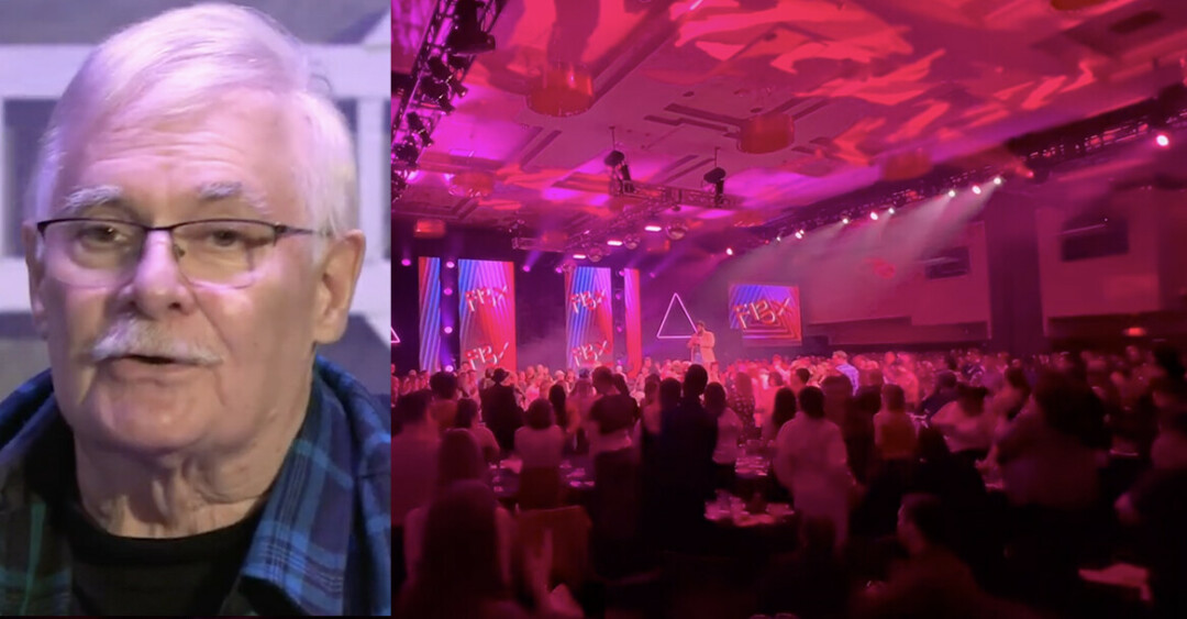 Longtime local Bob Carr (inset) got a standing ovation at UW-Eau Claire’s Fire Ball with 