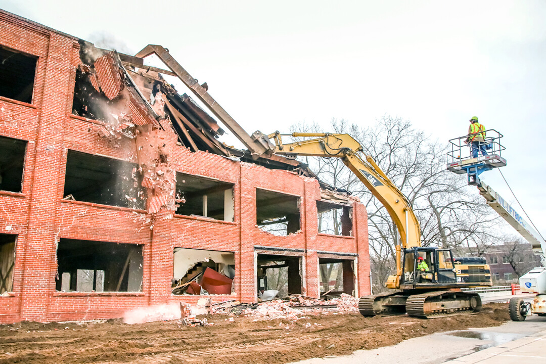 The former Huebsch Services building, 101 N. Dewey St., was demolished in 2016. (Staff photo by Andrea Paulseth)