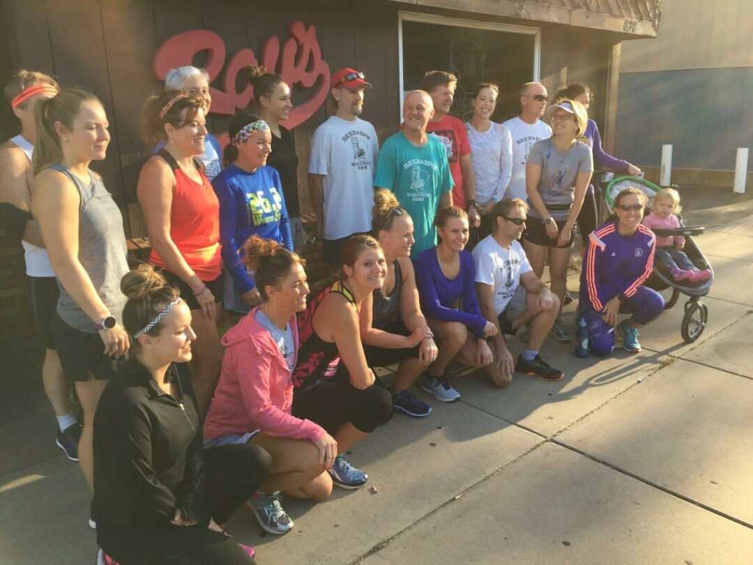 RAY'S IS THE PLACE. Runners gather at Ray's Place on Water Street before the 2018 Beer and M&M's Marathon. (Submitted photo)