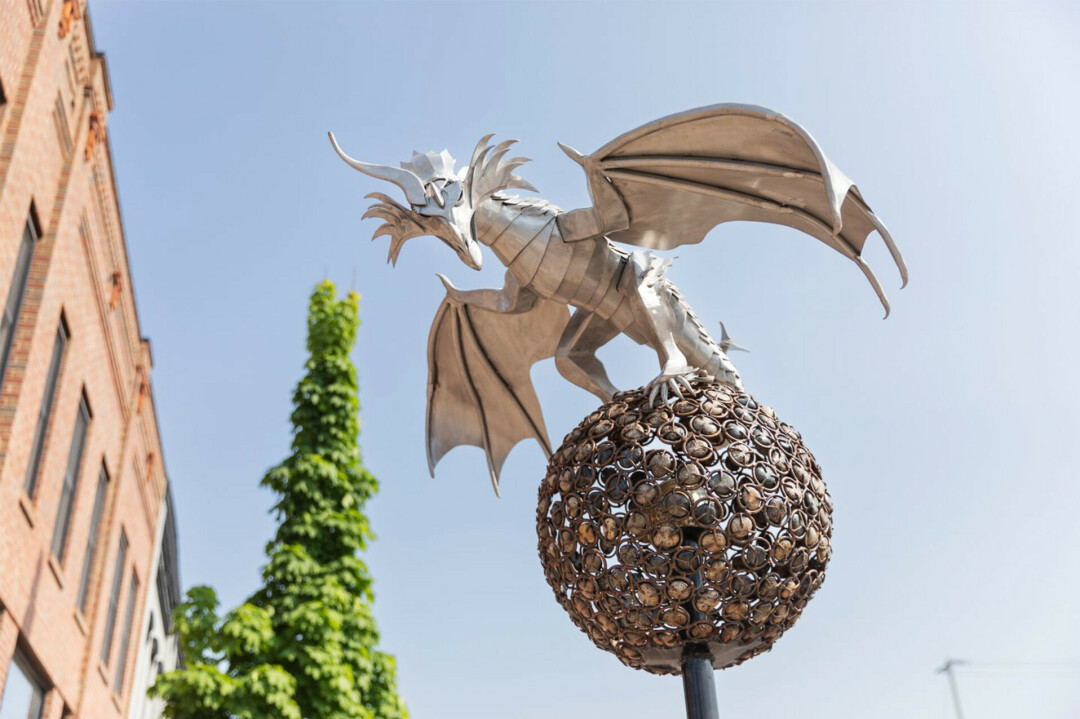 LOOK OUT! Seriously, get outside and view this year's sculpture tour, if you haven't already! (Rock Dragon II by Heather Wall pictured)