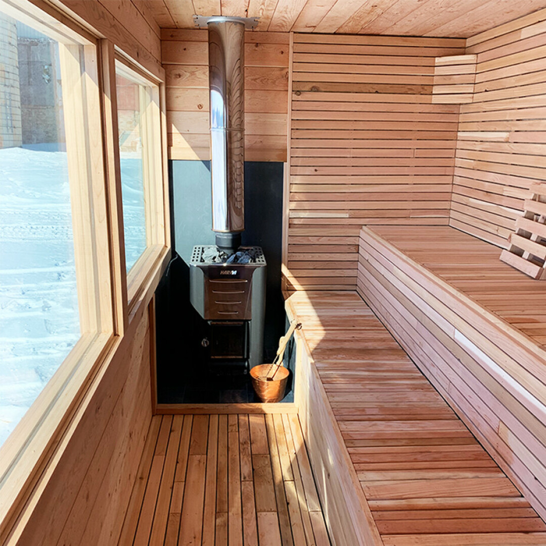 Inside one No Boundaries sauna.