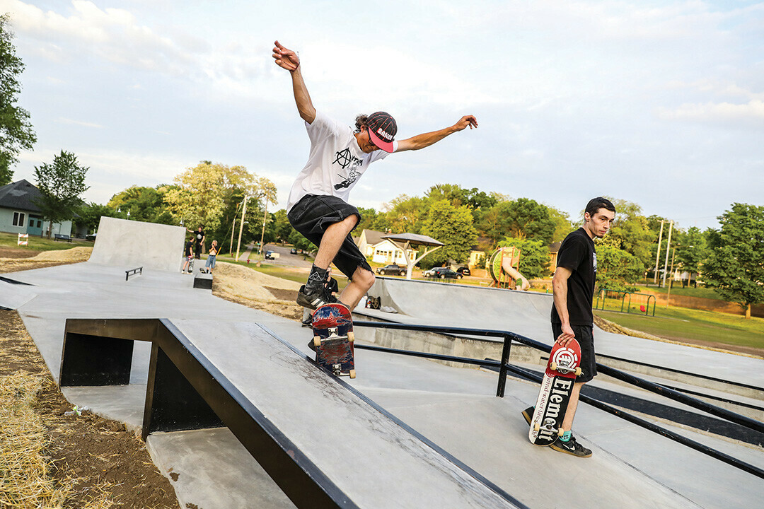 RIDING THE RAIL. Skaters at the Boyd Skate Park in Eau Claire, which officially opened last year.