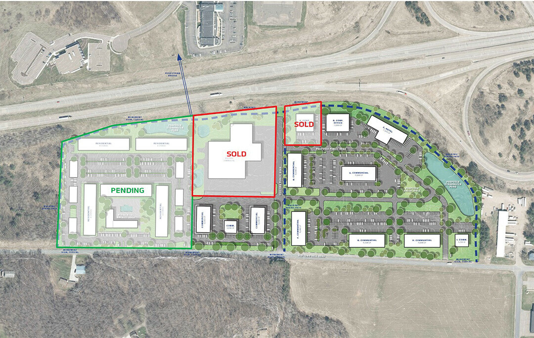 The proposed location of The Sevens development, just south of Interstate 94 and west of U.S. 53.