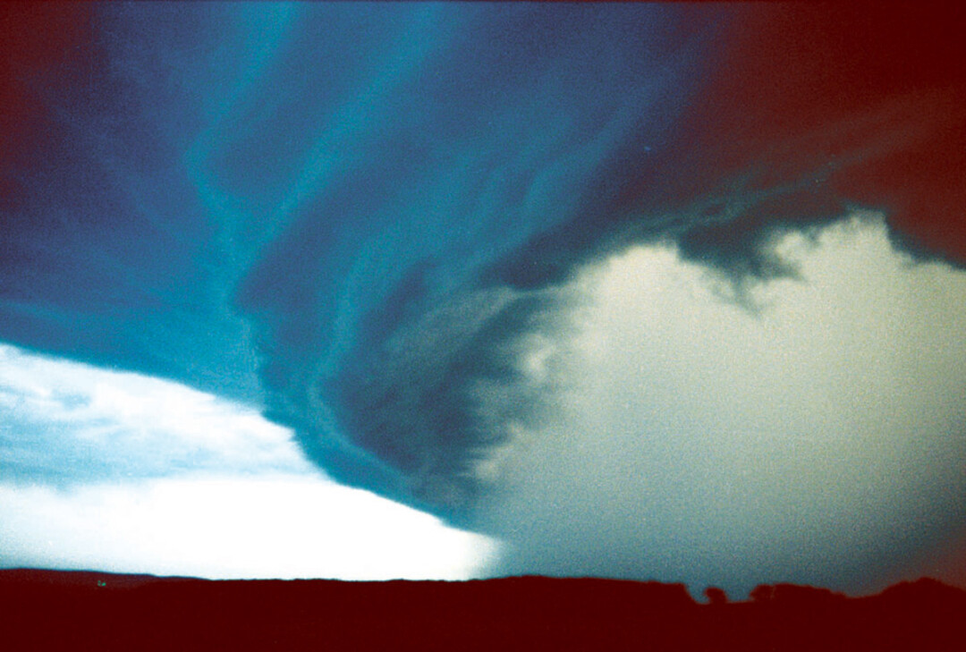 Wayne Thibado captured this photo of the windstorm (#3) that devastated Eau Claire as it approached Downsville on July 15, 1980. Image: Spearhead Echo: The Storm of 1980 by Luc Anthony