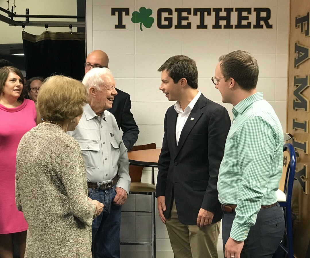 Chasten and Pete Buttigieg meeting former US President Jimmy Carter last year. (Image: Twitter)