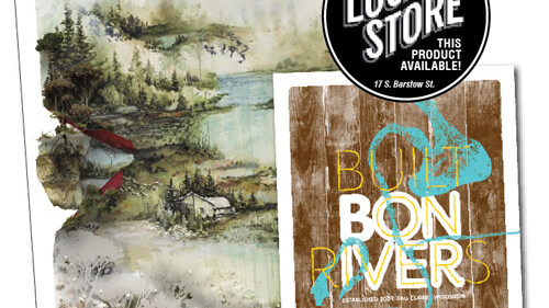 Bon Iver, Bon Iver is available on CD and vinyl at The Local Store (17 S. Barstow Street). The first 75 copies sold have their choice between two free posters, including the Volume One-designed, Bon Iver-approved Eau Claire poster, “Built on Rivers,” shown here. The album is also available on vinyl at Revival Records on Barstow Street.