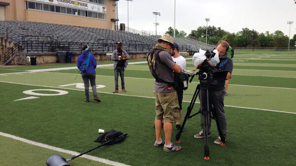 JUST A DAY IN THE PARK. The crew for the indie film The Elijah Project has been shooting at various Chippewa Valley locations, including the Carson Park football field.