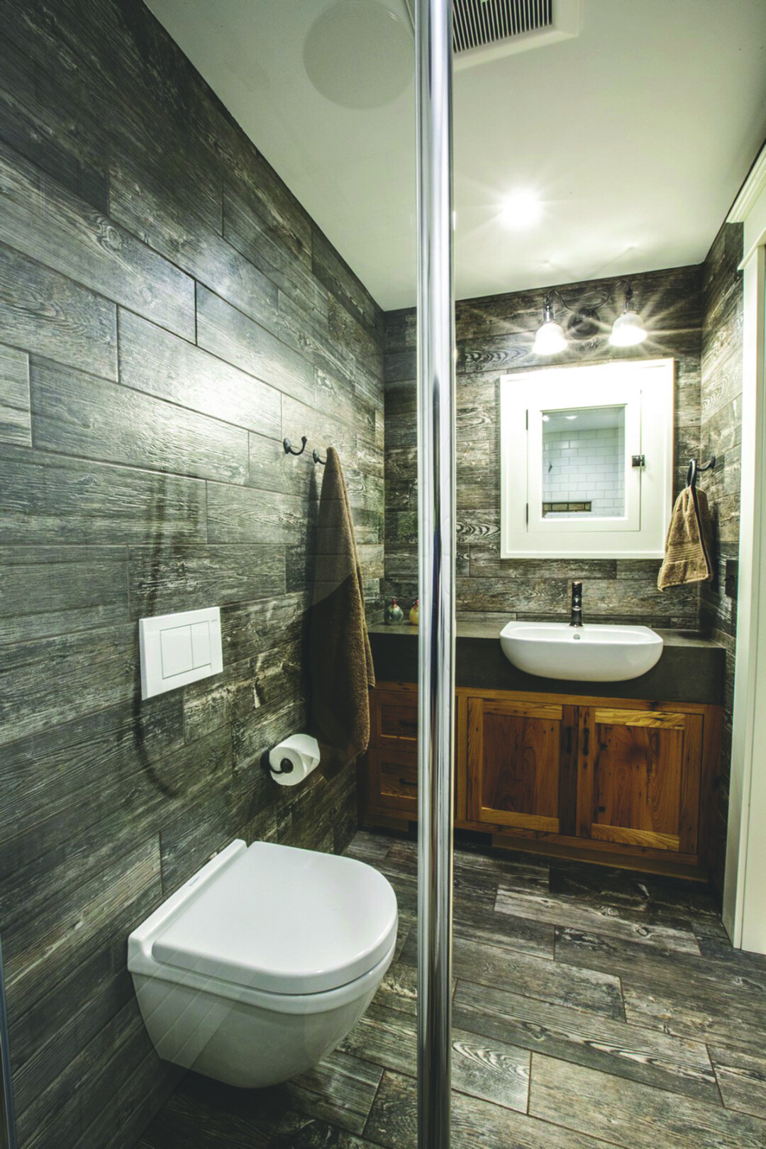 This bathroom project from the same house won 3rd place in the National Kitchen and  Bath Association's Small Bath Category
