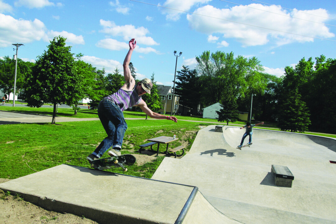 HAVING A WHEEL GOOD TIME. Local skateboarders enjoy the skate plaza at Lakeshore Park, shown above, but they would like to build a bigger facility across town at Boyd Park as early as next year.