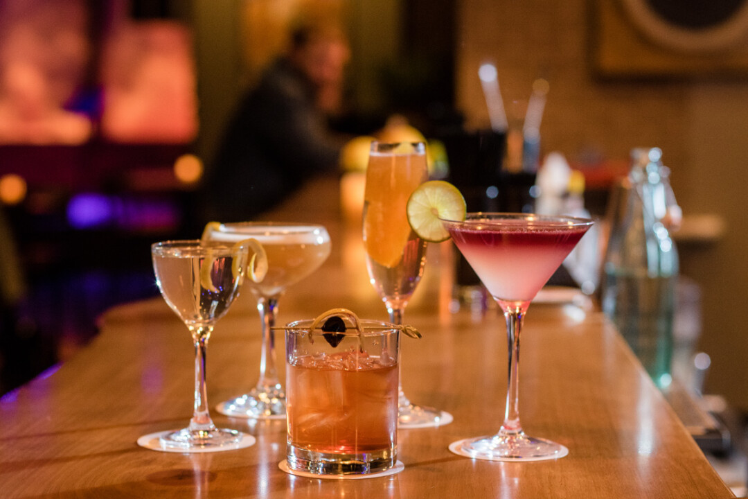 A lineup of cocktails at The Lakely in Eau Claire.