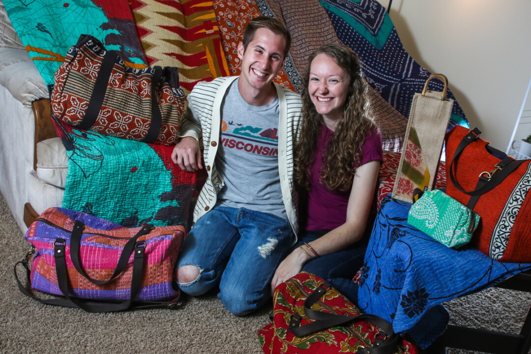 HOW BAZAAR! Trent and Lexie Leonhard’s business The Sari Bazaar sells imported fair trade products from India, many made from recycled saris.