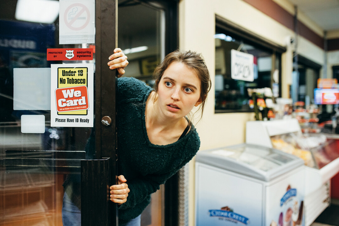 BLOODY GREAT. Behind the scenes of Punch Me, a film directed by Tim Schwagel where two girls (poorly) rob a gas station. The film will be part of the Lost Boy Pictures Shorts Program on Sept. 5 and 6 at Micon Cinemas.