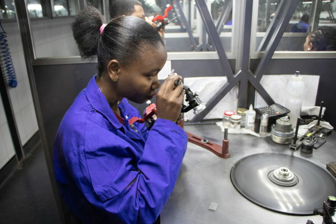 A worker at a De Beers diamond facility in Botswana.