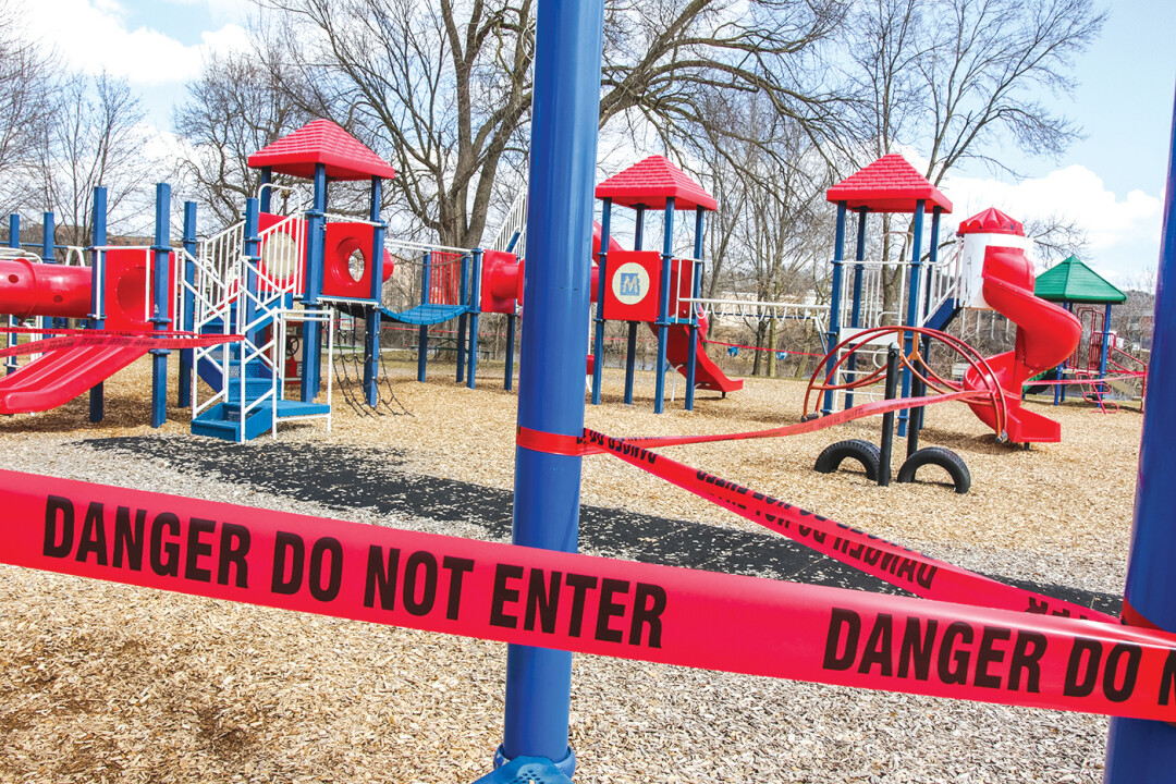 ONE YEAR LATER. Officials closed off equipment at Eau Claire’s Owen Park after the pandemic began in March 2020.