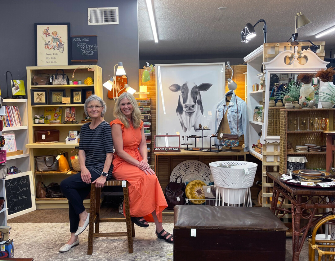 REVIVING VINTAGE. Carin Jelleberg (right) and Jane Klevin (left, also known as the 'See Jane Quilt' booth owner)  share a booth at The Attic, having a combined 25+ years of experience reviving vintage collectibles.