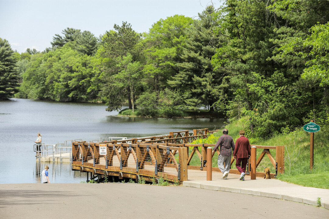 THE BEST WAY TO START YOUR DAY. This local free-to-attend group walking series is going strong this summer, several outings yet to come. Pictured is Erickson Park, Chippewa Falls.