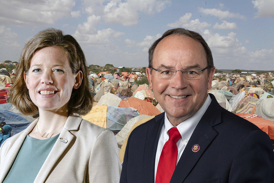 Eau Claire City Council President Emily Berge, left, and U.S. Rep. Tom Tiffany, right, have exchanged letters about potential settlement of refugees in Eau Claire.