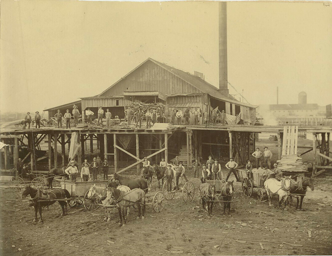 BACK WHEN IT WAS SHAW’S TOWN.  Workers posed at the Daniel Shaw Lumber Co. shingle mill in this circa 1880s photo taken in the Eau Claire neighborhood known then (and now) as Shawtown. The Eau Claire City Council recently approved a Shawtown Neighborhood Plan that will help guide the area’s development in the future. Read more about it on Page 10.