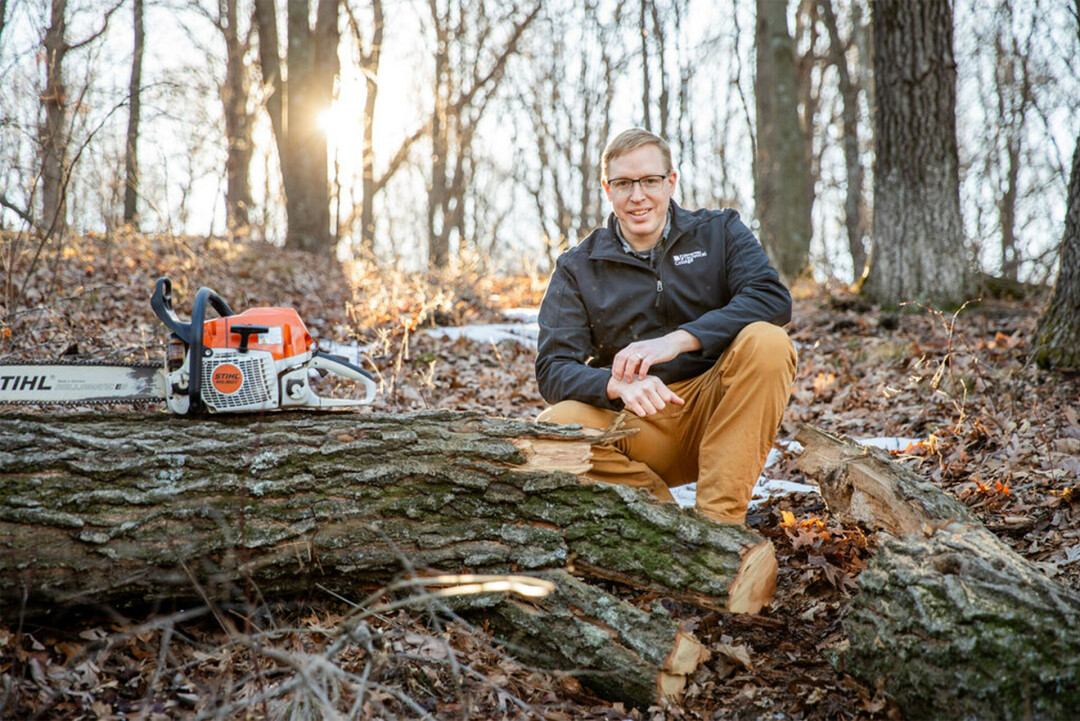 SAVED BY CVTC. Adam Wehling, pictured, hasn't stopped thinking about what went wrong on Jan. 2 as he cut down a tree on his property. (Submitted photos)