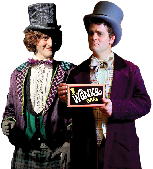 DOUBLE DOWN ON WONKA! The Eau Claire Children’s Theatre and the Menomonie Theater Guild are both producing Willy Wonka for February, with Menomonie’s Wonka played by Jonathon Hillman (left) and ECCT’s Wonka played by Mike Wilmoth (right).