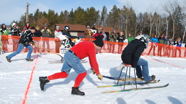 The 2011 Brown Hut Barstool Races in Chippewa Falls.