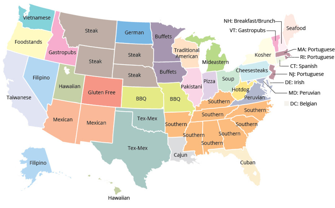 Wisconsin. More American than the rest of America? (Map: Yelp/The Huffington Post)