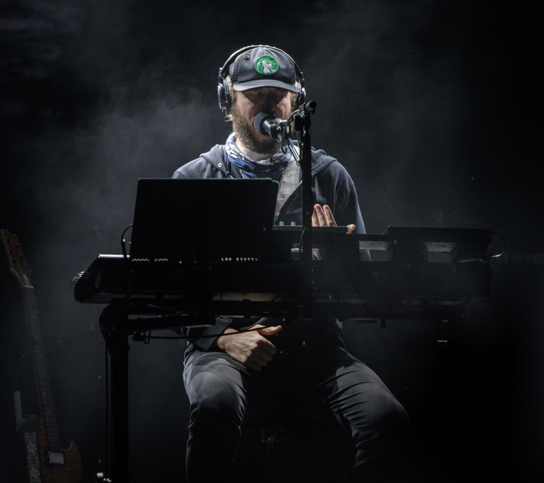 Justin Vernon during Bon Iver's Friday night set at Eaux Claires 2016. Photo: Lee Butterworth